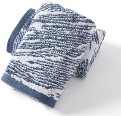 YiLUOMO 2-Piece Blue Cotton Zebra Towel Set