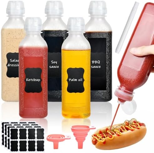 10-Piece Set of 16oz Condiment Squeeze Bottles