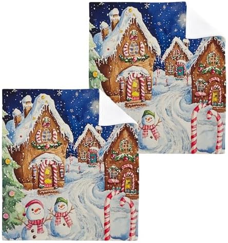 Xigua Christmas Streets Multi-Purpose Washcloth Set for Wash Drying and Cleaning