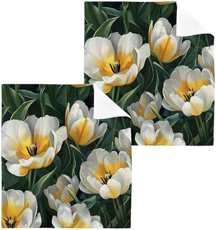 Distinctive Yellow Tulip Washcloth Set