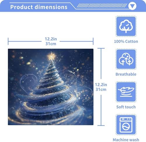Xigua Christmas Tree Washcloths Set of 2 12x12 Inch 1