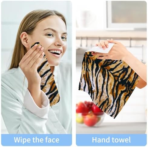 ALAZA Tiger Skin Print Cotton Washcloths 4-Pack