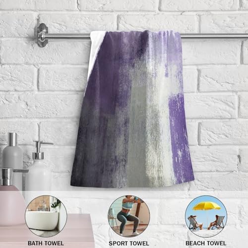 Purple Grey Hand Towels for Bathroom 2 Pack