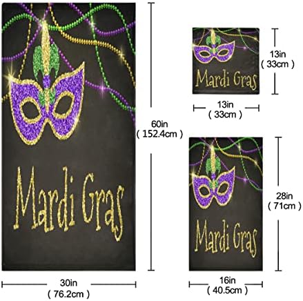 Mardi Gras Beads bath towel set - 3-piece absorbent cotton bath towels