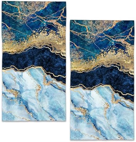 Vibrant Marble Hand Towels Set of 2