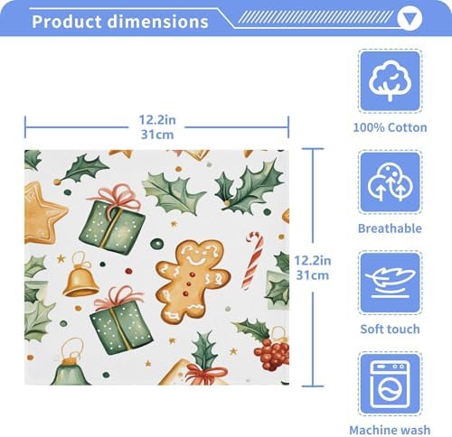 Xigua Cute Christmas Pattern Washcloths Set of 2 12 X 12 Inch