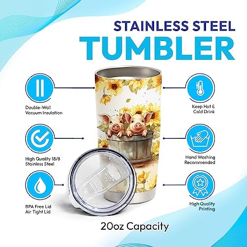 Hyturtle Custom Name Stainless Steel Tumbler 20oz for Pig Lover