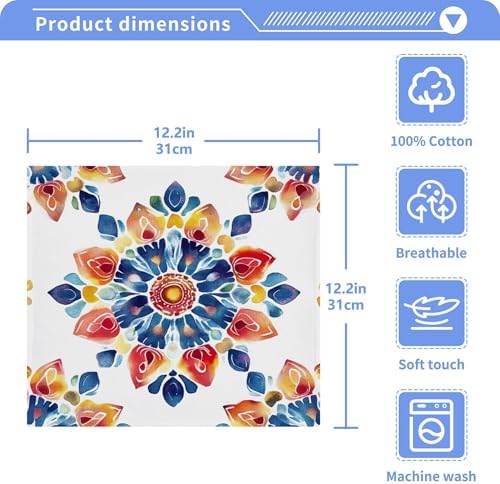 Stylish Mandala Washcloth Set Fast Drying Eco-Friendly for Home Kitchen