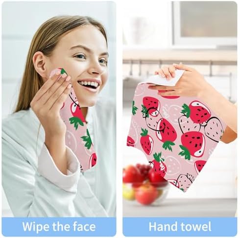 Xigua Strawberry Washcloth Set for Bathroom Kitchen