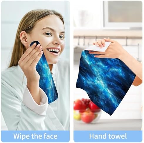 Xigua Blue Lightning Washcloths Set of 2 12x12 Inch