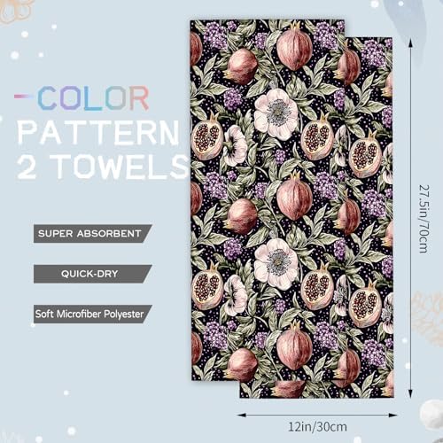 Pomegranate Floral Hand Towels 2 Pack 145 x 28