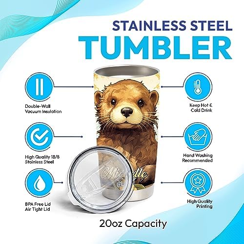 Hyturtle Otter-Themed Personalized Stainless Steel Tumbler 20oz