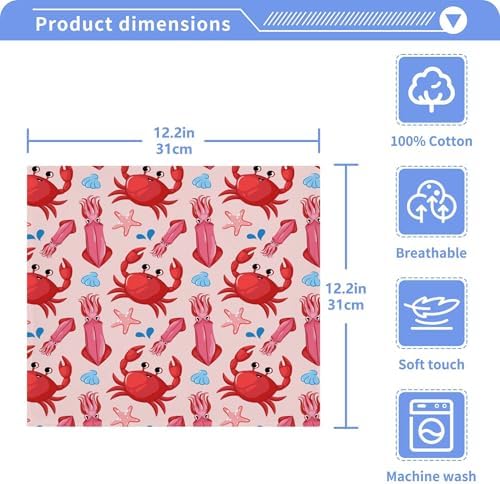 Xigua Funny Crab Small Pack Multi-Purpose Compact Washcloth Set