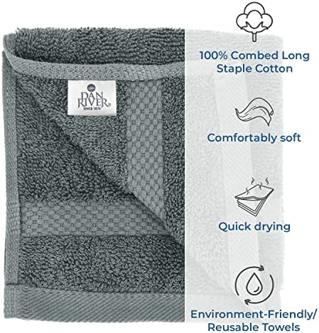 DAN RIVER Premium 100 Cotton Face Wash Cloths 12 Pack