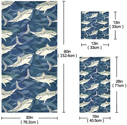 DOMIKING Shark Ocean Bath Towel Set of 3