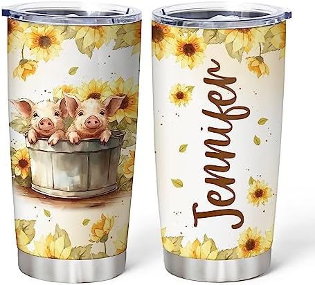 Hyturtle Custom Name Stainless Steel Tumbler 20oz for Pig Lover