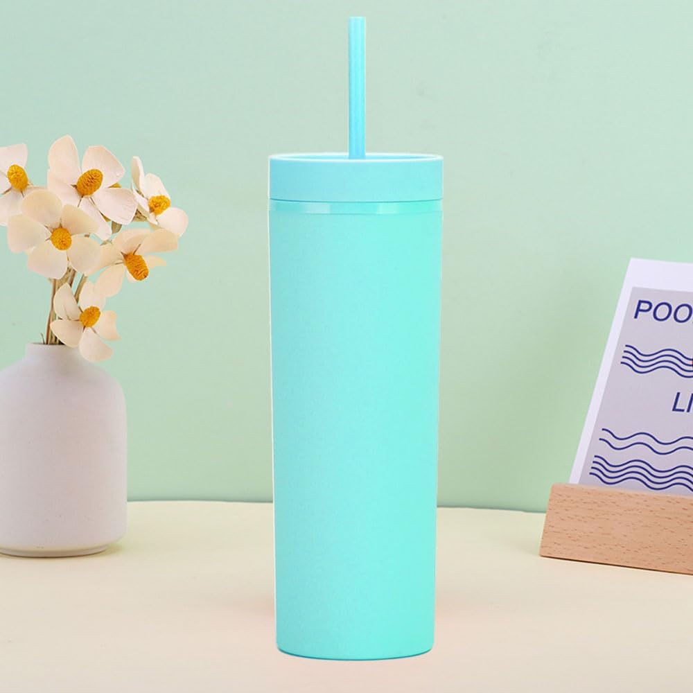 Matte Skinny Tumblers with Lids and Straws 16oz Bulk