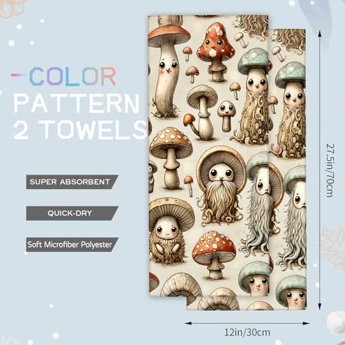 Mushroom-shaped Hand Towels for Women Girls 2-Pack