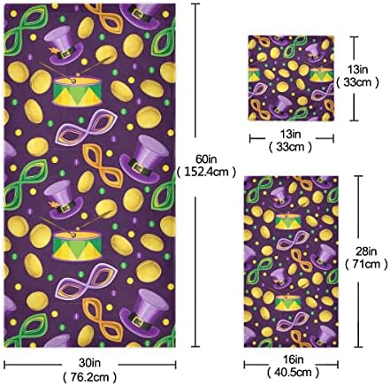 Mardi Gras Coins Bath Towels Set of 3 Extra Large Pure Cotton