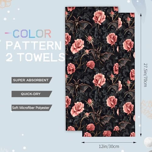 Amprey Gothic Rose 2-Pack Hand Towels