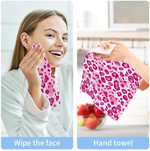 Pink Leopard Washcloths 2-Pack Soft Reusable Cotton Face Towels