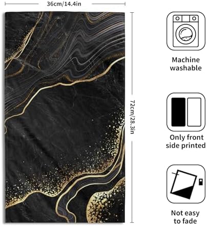 Marble Black Gold Hand Towel Set of 2