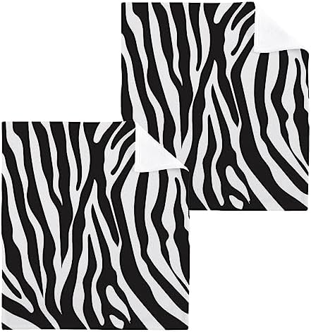 FUGIDOG Zebra Print Cotton Washcloth Set - Soft Absorbent Face Towels