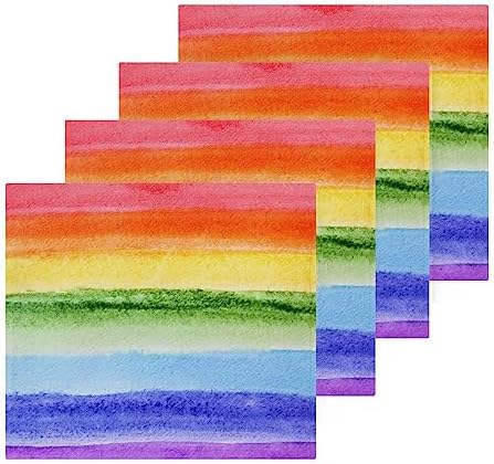 ALAZA Watercolor Rainbow Stripe Washcloths 4 Pack