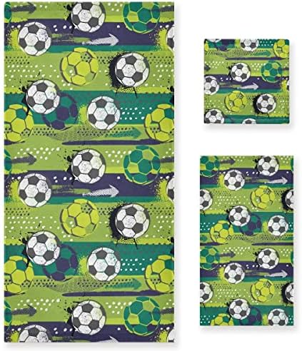 Soccer Ball Bath Towels Set for Hand Body