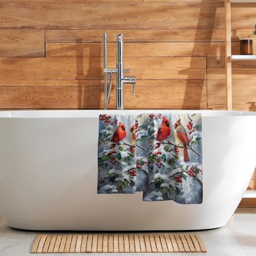 Granbey Winter Red Bird Hand Towels Pack of 2 1