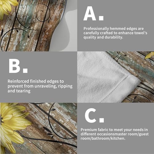 Giwawa Rustic Barn Sunflower Wooden Hand Towel Set