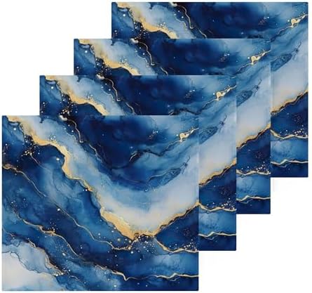 Xigua Blue and Gold Marble Washcloth Set - Fast Dry Multi-Purpose