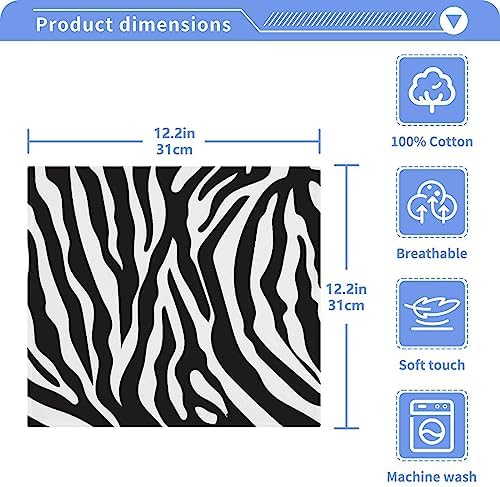 FUGIDOG Zebra Print Cotton Washcloth Set - Soft Absorbent Face Towels
