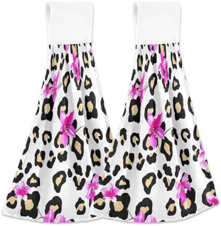 RPLIFE Black Leopard Spots Twin Pack Kitchen Hand Towels
