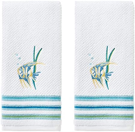 Elegant Ocean Watercolor Hand Towels White 2-Pack