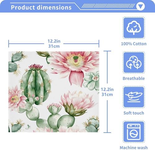 Xigua Cute Cacti Fast-Drying Washcloth 12x12-Inch Set