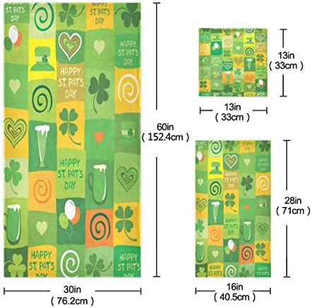St Patricks Day Shamrock Bath Towels Set