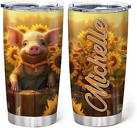 Hyturtle Personalized Pigs with Sunflowers Tumbler