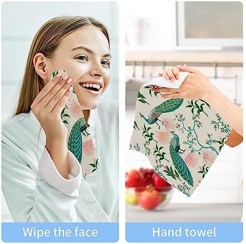 YETASBIN Peacock Feather Washcloths 2Pack