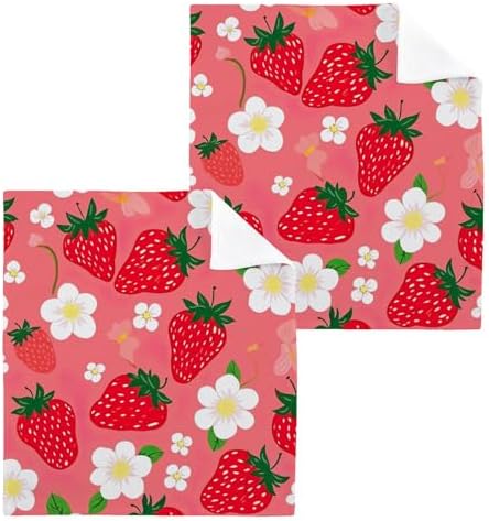 Strawberry Washcloth Set Reusable Soft 12x12