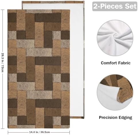 XALOGEER Brown Beige Parquet Hand Towels 14x28