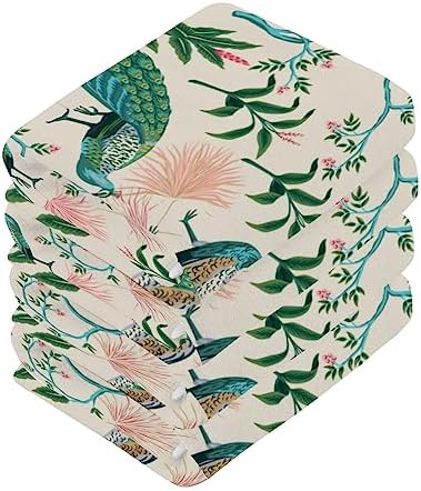 YETASBIN Peacock Feather Washcloths 2Pack