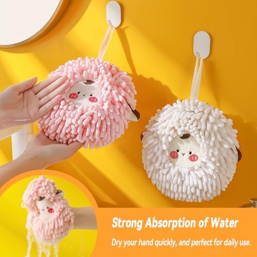 FHDUSRYO 2-Pack Fuzzy Ball Hand Towels Soft Durable Kitchen Bathroom Use