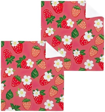 YETTASBIN Strawberry Washcloths 2 Pack