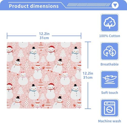 Xigua Christmas Snowman Washcloths Set of 2 12 x 12 Inch