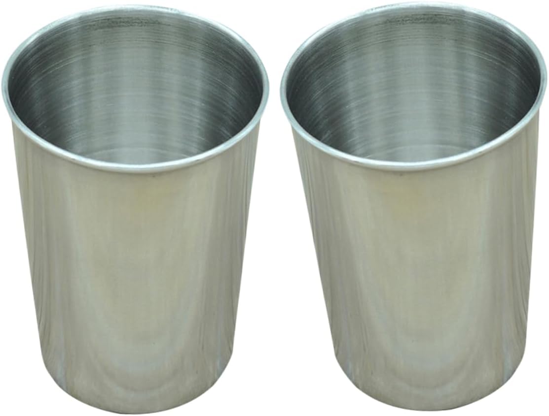 2pc Stainless Steel Tumbler Cups Set Home Party Use Silver Easy to Clean