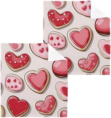 Xigua Valentines Cookies Washcloth Set - 2-12PCS 12x12