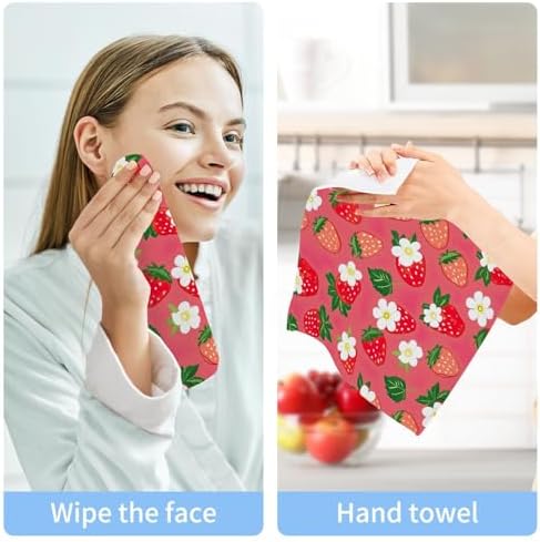 YETTASBIN Strawberry Washcloths 2 Pack