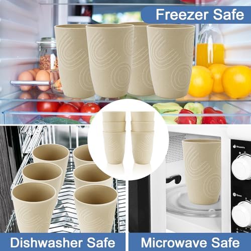 BUSOKIP Wheat Straw Cups 6 PCS Set 16 Oz Reusable