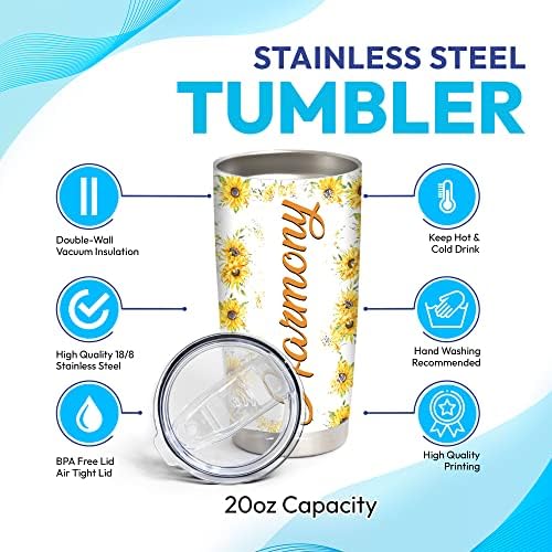 Hyturtle Customized Name Tumbler 20oz With Lid for Women